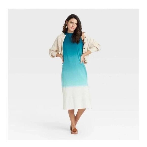 Universal Thread Dresses & Skirts - XS Universal Thread Blue Dip Dye Ombre Muscle Shirt Dress Midi Length
